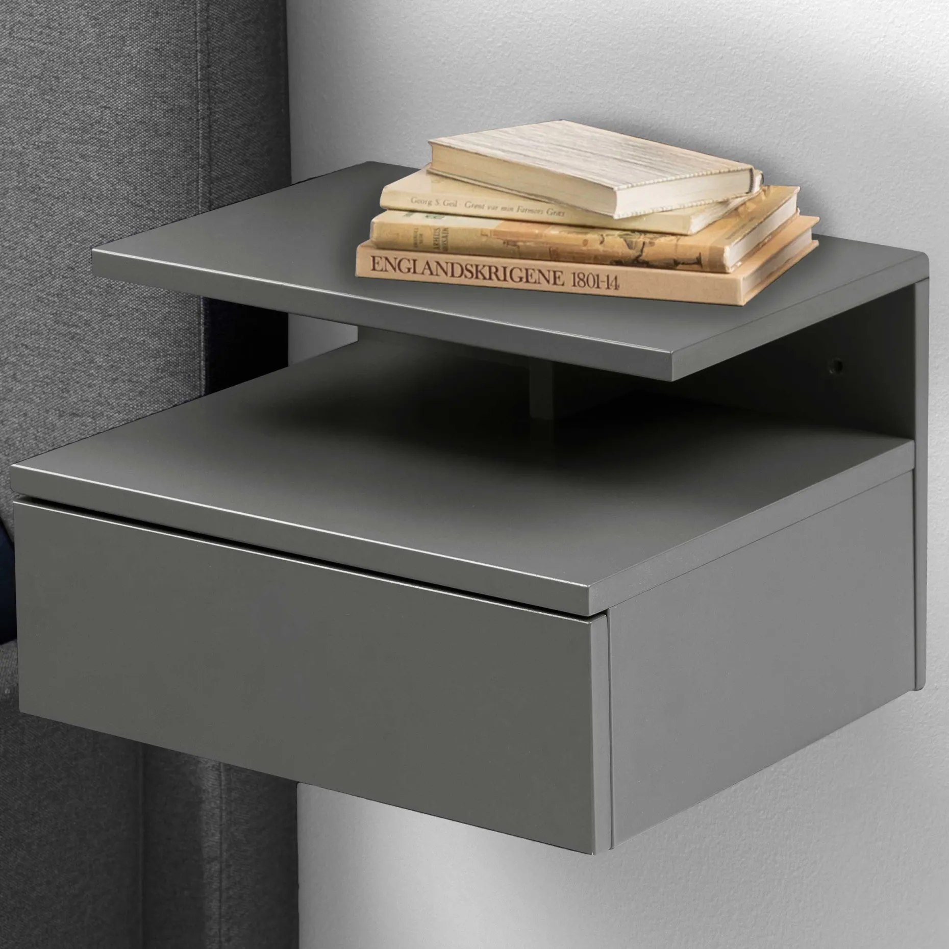 Wandnachttisch Ashton - 35x32x22cm - 1 Schublade - grau