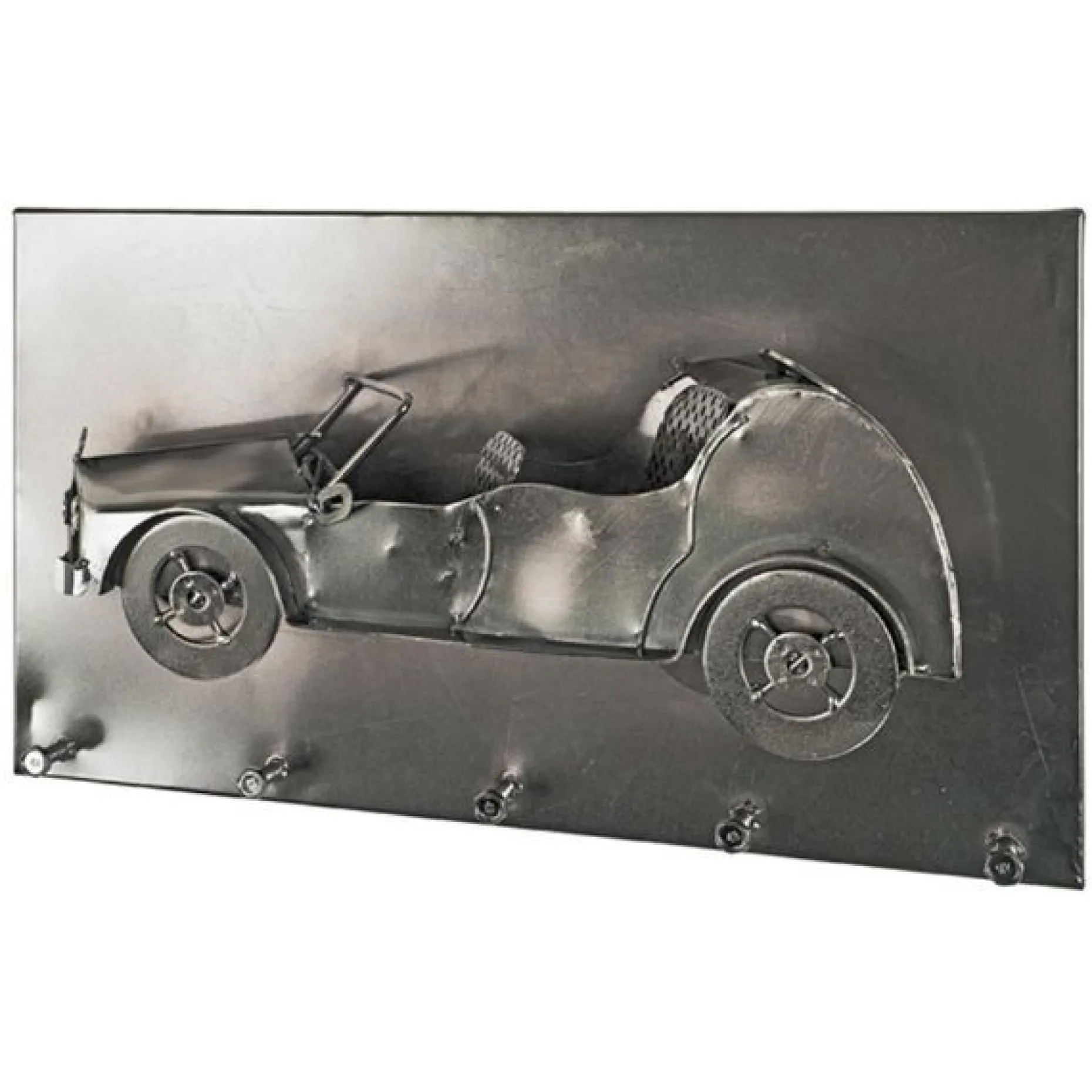 Wandpaneel mit fünf Haken | 35 x 10 x 20 cm | Farbe Silber
