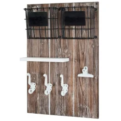 Wandpaneel mit Haken | 37 x 9 x 55 cm | Braun