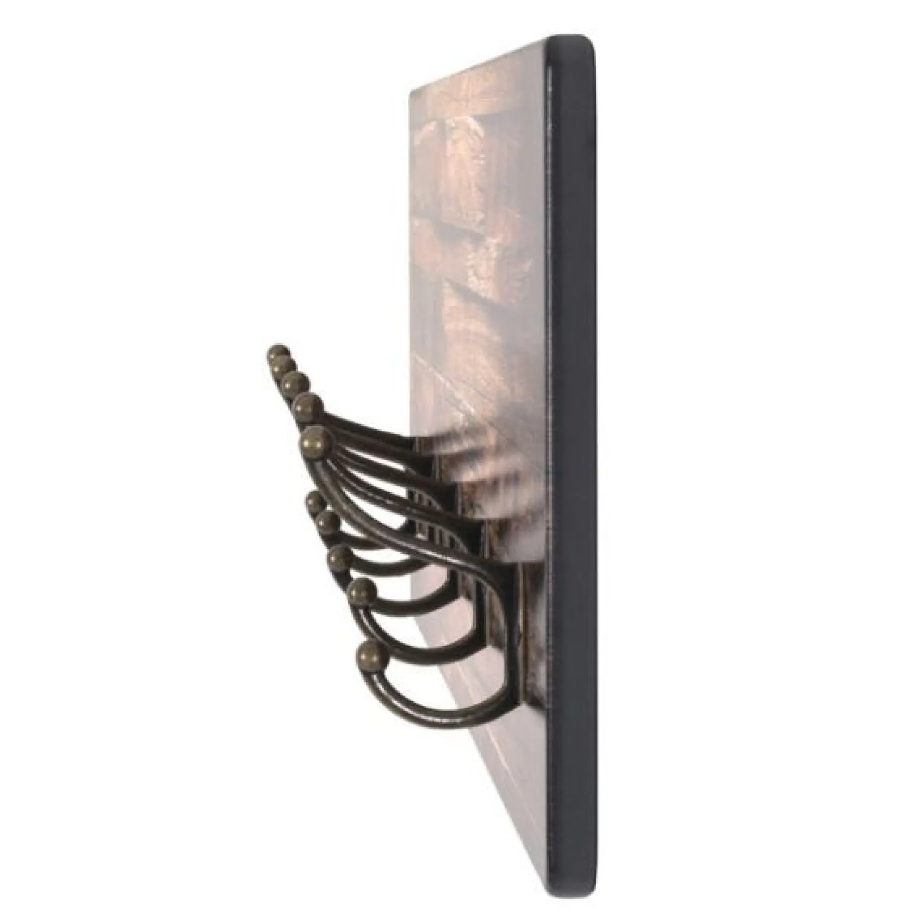 Wandpaneel mit 5 Haken | 60 x 8 x 25 cm | Farbe Bronze