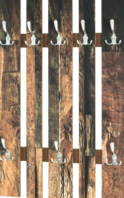 Haku Wandpaneel mit 8 Haken | 65 x 9 x 100 cm | Parkettdesign