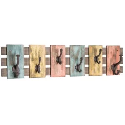 Wandpaneel mit 4 Kleiderhaken | 81 x 11 x 20 cm | Vintage Design