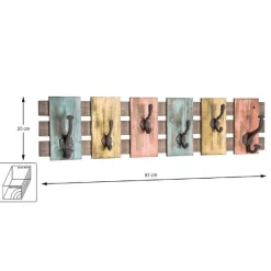 Wandpaneel mit 4 Kleiderhaken | 81 x 11 x 20 cm | Vintage Design