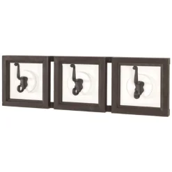 Wandpaneel mit 3 Kleiderhaken | 58 x 9 x 18 cm | Braun