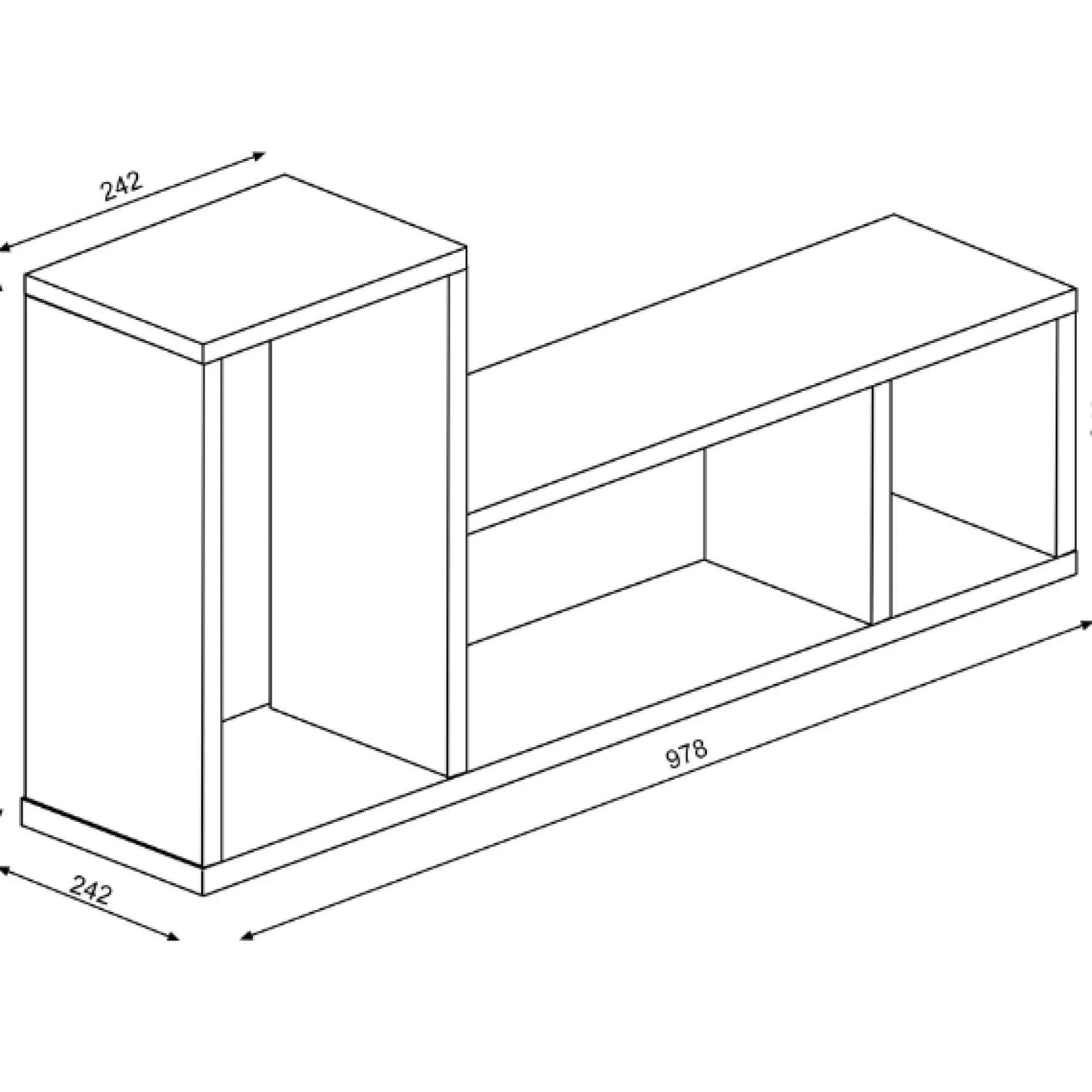 Wandregal Bo0 98x24 cm mit 3 Fächern - weiß