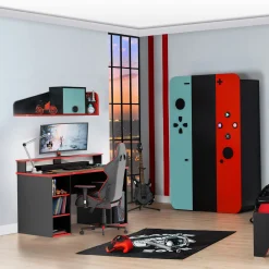 Kinder Emob Wandregal GamingKids - schwarz/rot
