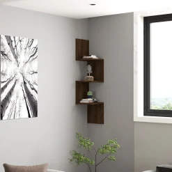 Wandregal Zikzak - 100% MELAMINE - Nussbaum - 25 x 105,4 x 25 cm