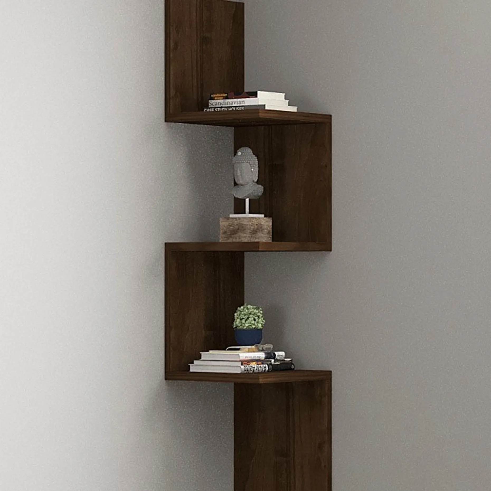 Wandregal Zikzak - 100% MELAMINE - Nussbaum - 25 x 105,4 x 25 cm