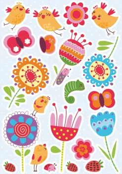 Crearreda Wandsticker Vögel und Blumen