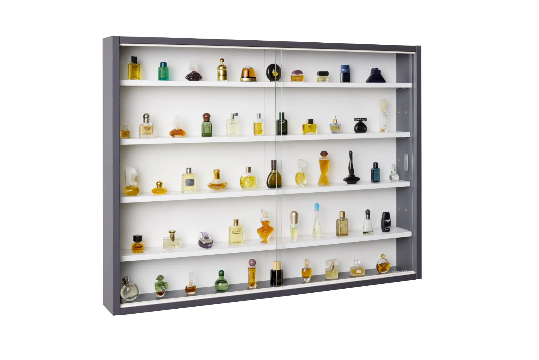 Wandvitrine Collecty | 80 x 9,5 x 60 cm | Farben: Grau und Weiß