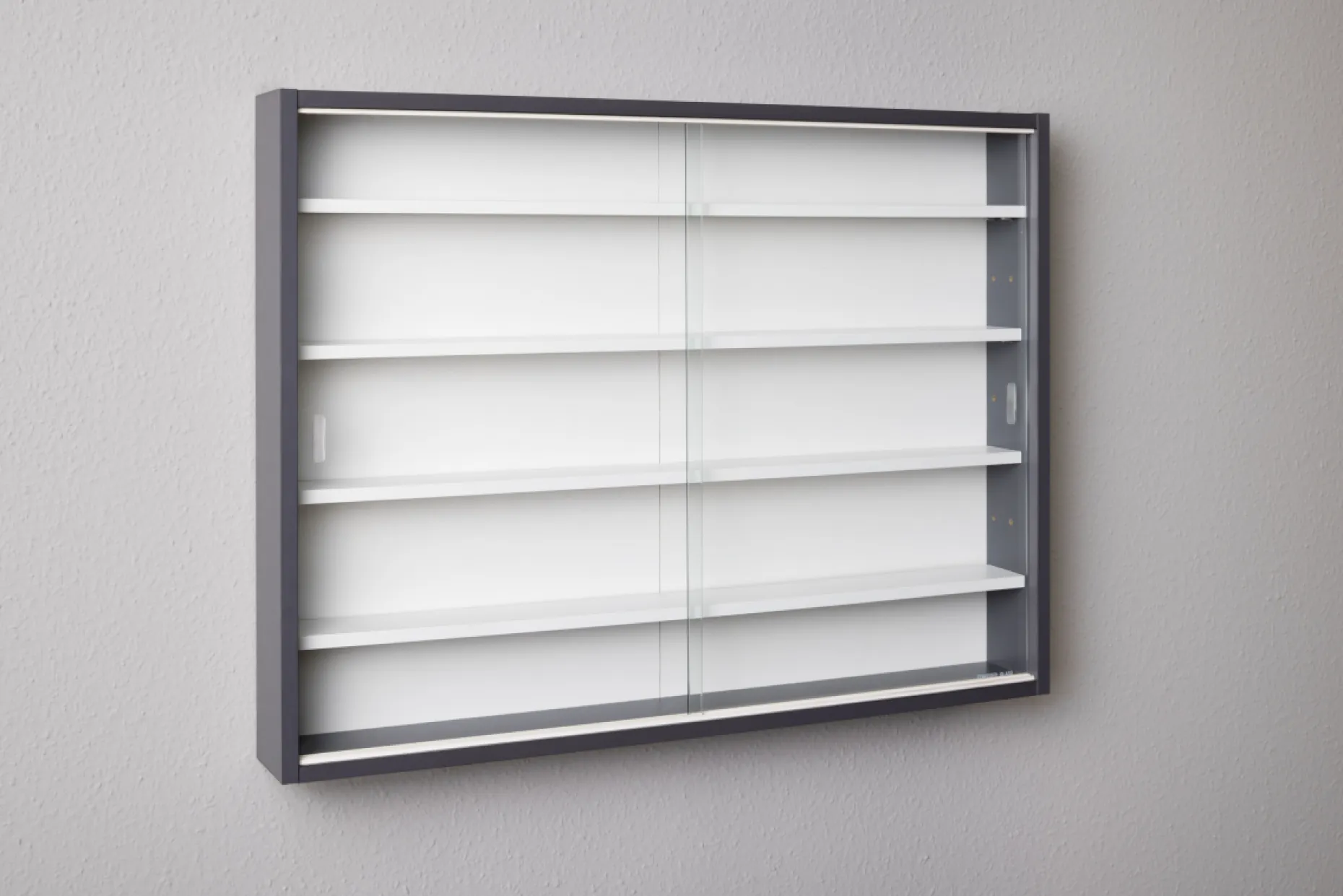 Wandvitrine Collecty | 80 x 9,5 x 60 cm | Farben: Grau und Weiß