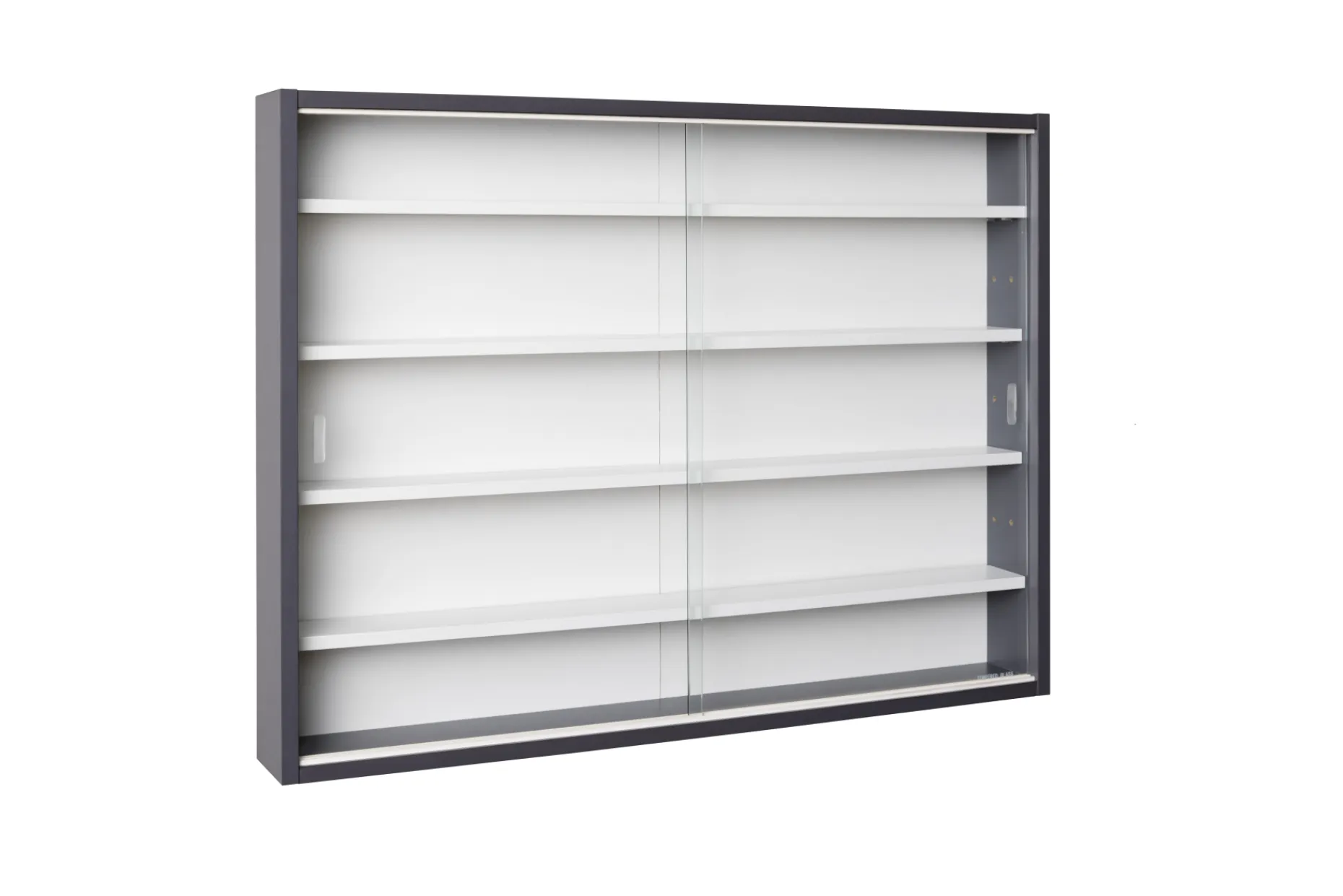 Wandvitrine Collecty | 80 x 9,5 x 60 cm | Farben: Grau und Weiß