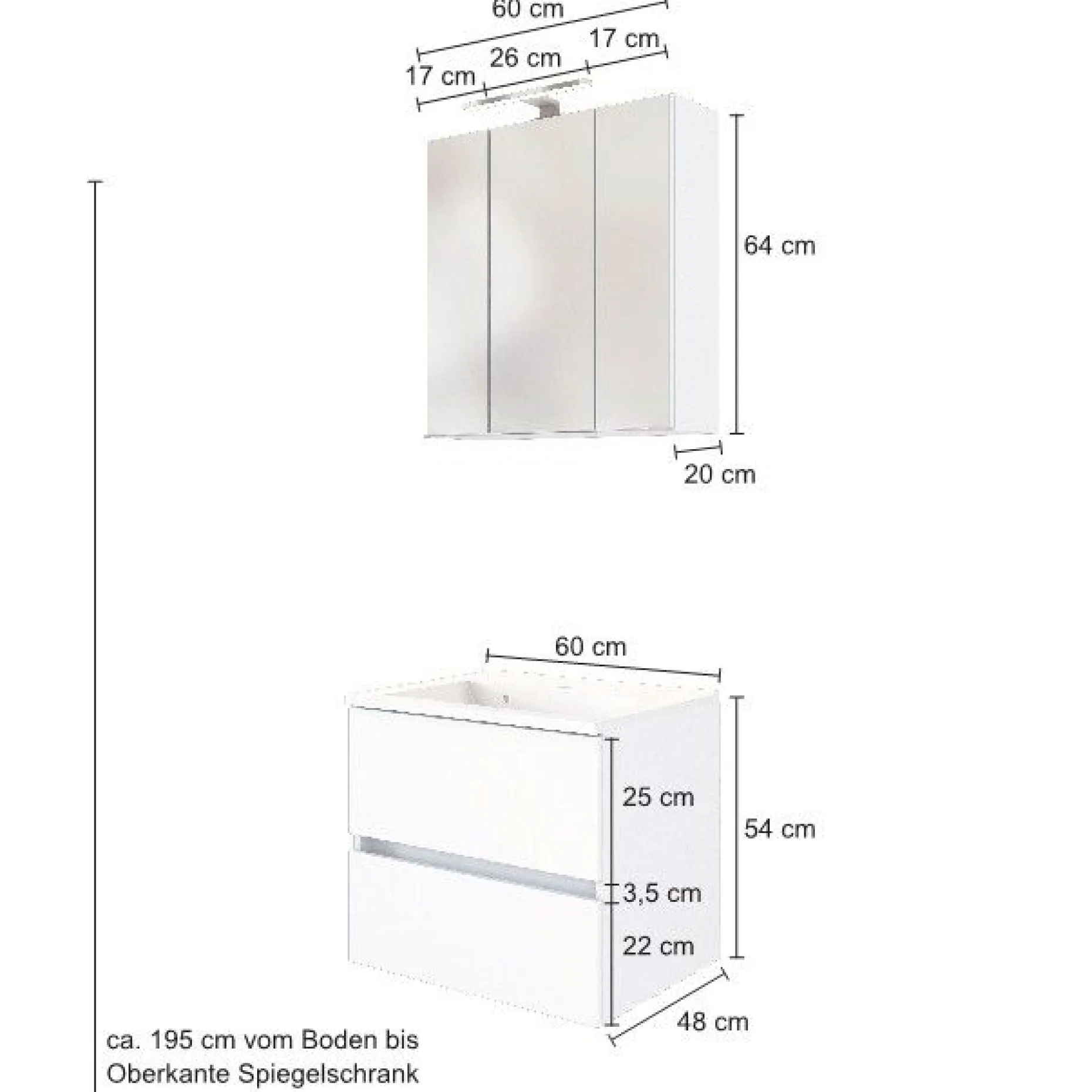Waschbeckenmöbel-Set Brama 60cm - graphit/mattgrau