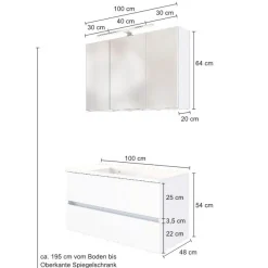 Waschbeckenmöbel-Set Brama 100cm - graphit/mattgrau