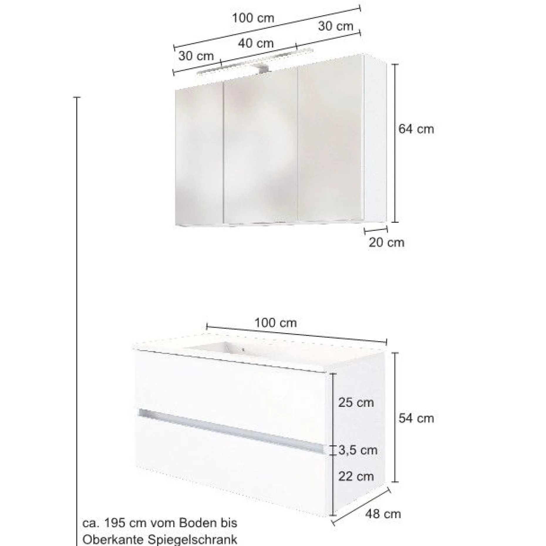 Waschbeckenmöbel-Set Brama 100cm - wotan Eiche