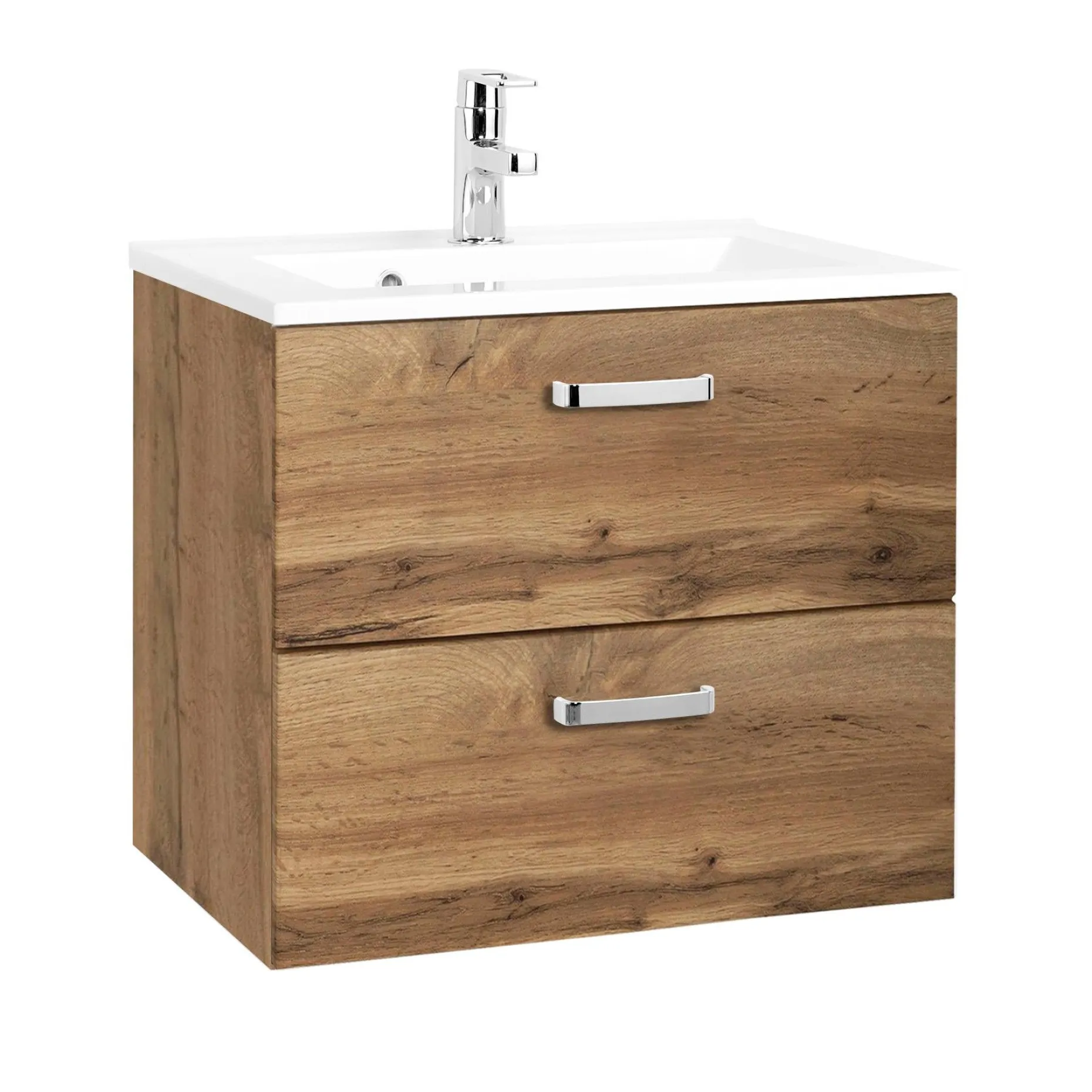Waschbeckenschrank Bobbi 60cm 2 Schubladen - Eiche