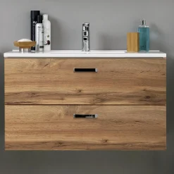 Waschbeckenschrank Bobbi 80cm 2 Schubladen - Eiche