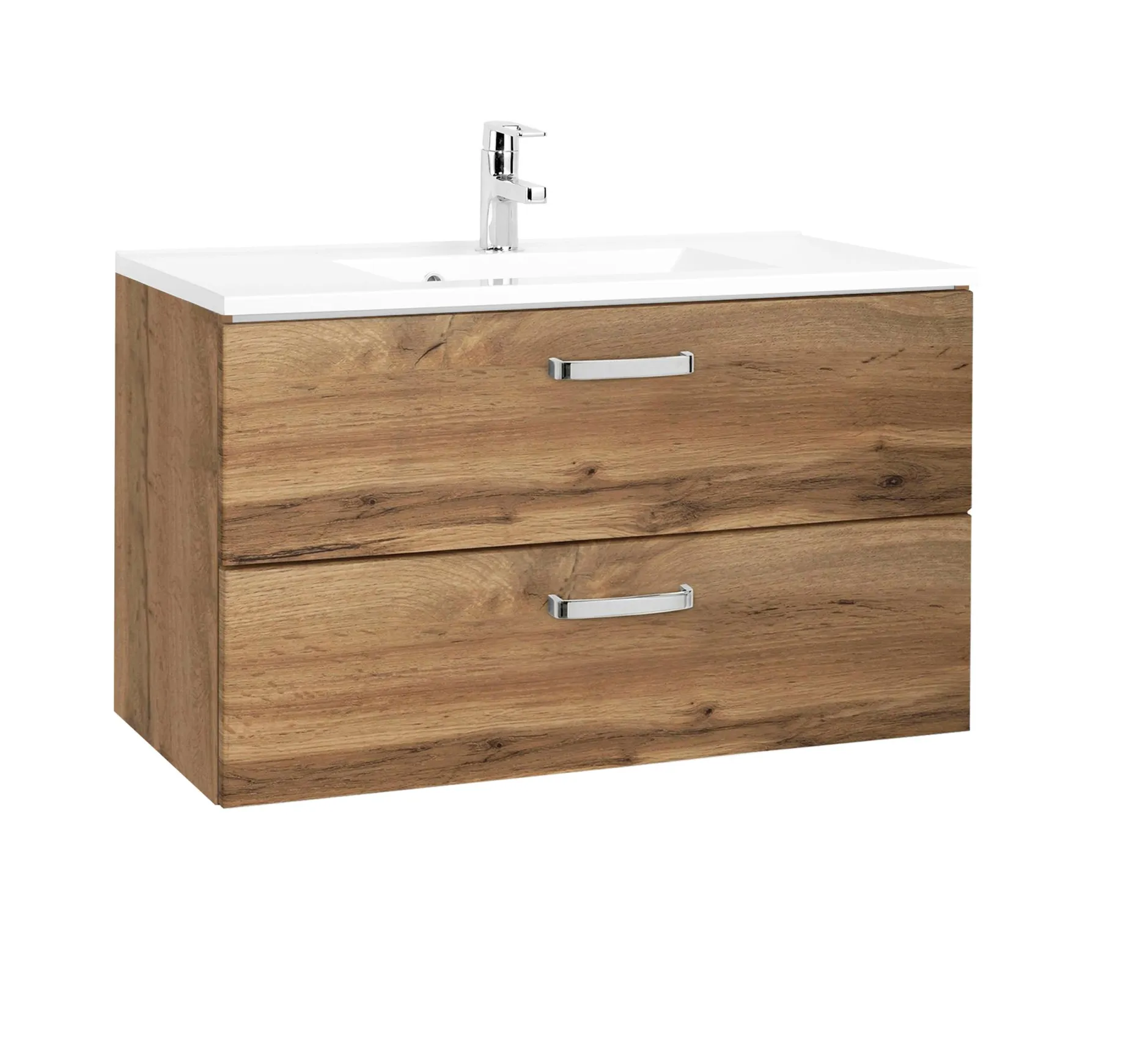 Waschbeckenschrank Bobbi 80cm 2 Schubladen - Eiche
