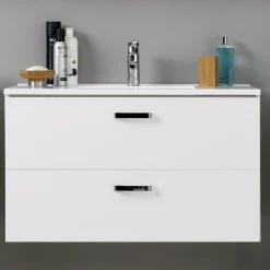 Waschbeckenschrank Bobbi 100cm 2 Schubladen - weiß