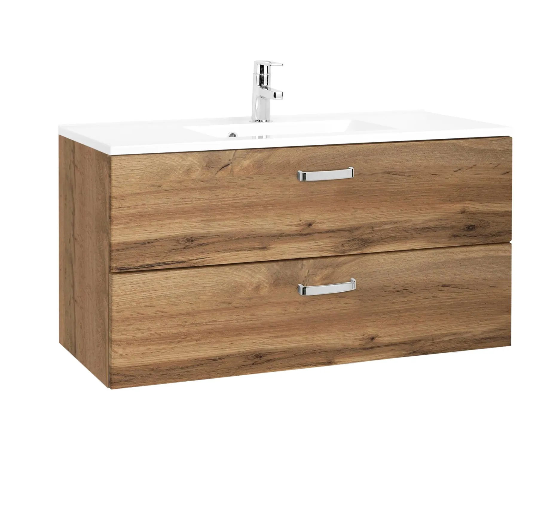 Waschbeckenschrank Bobbi 100cm 2 Schubladen - Eiche