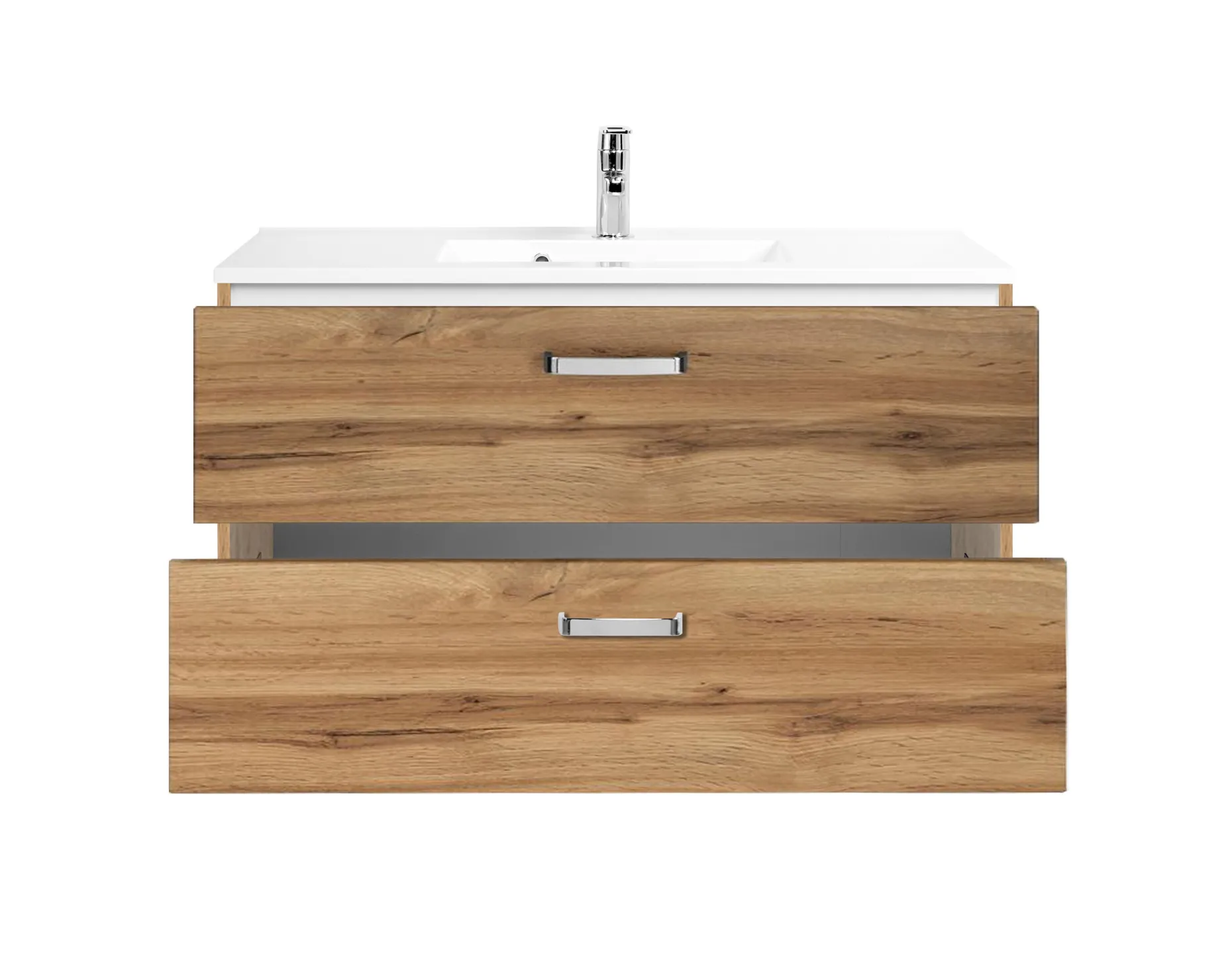 Waschbeckenschrank Bobbi 100cm 2 Schubladen - Eiche