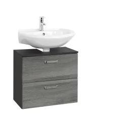 Waschbeckenschrank Bobbi 60cm 1 Tür und 1 Schublade - graphit/graue Eiche