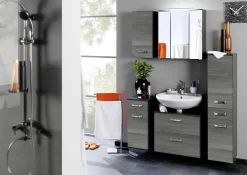 Waschbeckenschrank Bobbi 60cm 1 Tür und 1 Schublade - graphit/graue Eiche