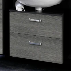 Waschbeckenschrank Bobbi 60cm 1 Tür und 1 Schublade - graphit/graue Eiche