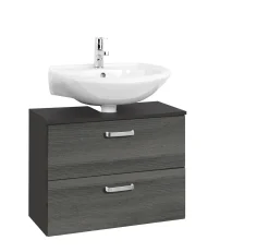 Waschbeckenschrank Bobbi 70cm 1 Tür und 1 Schublade - graphit/graue Eiche