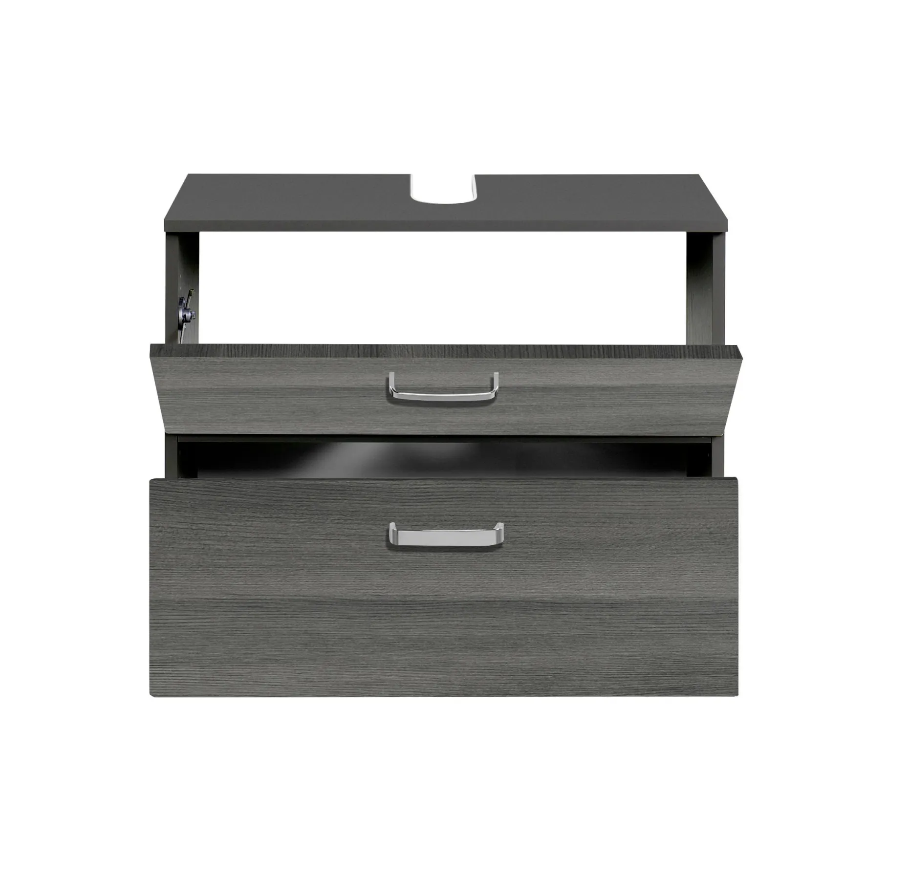 Waschbeckenschrank Bobbi 70cm 1 Tür und 1 Schublade - graphit/graue Eiche