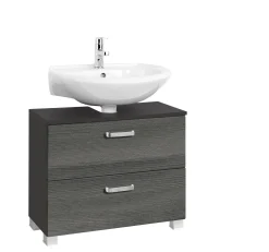 Waschbeckenschrank Bobbi 70cm 1 Tür und 1 Schublade - graphit/graue Eiche