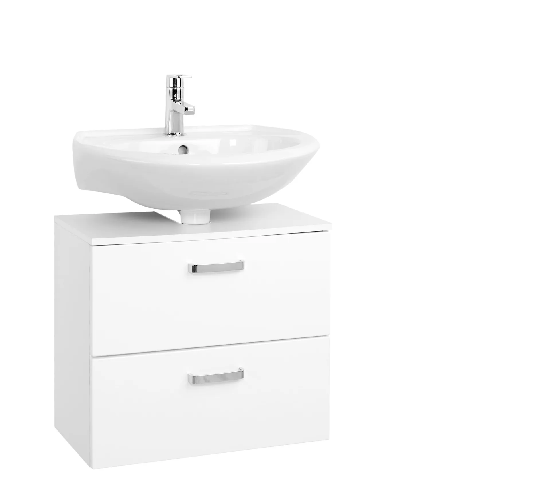 Waschbeckenschrank Bobbi 60cm 1 Tür und 1 Softclose-Schublade - weiß