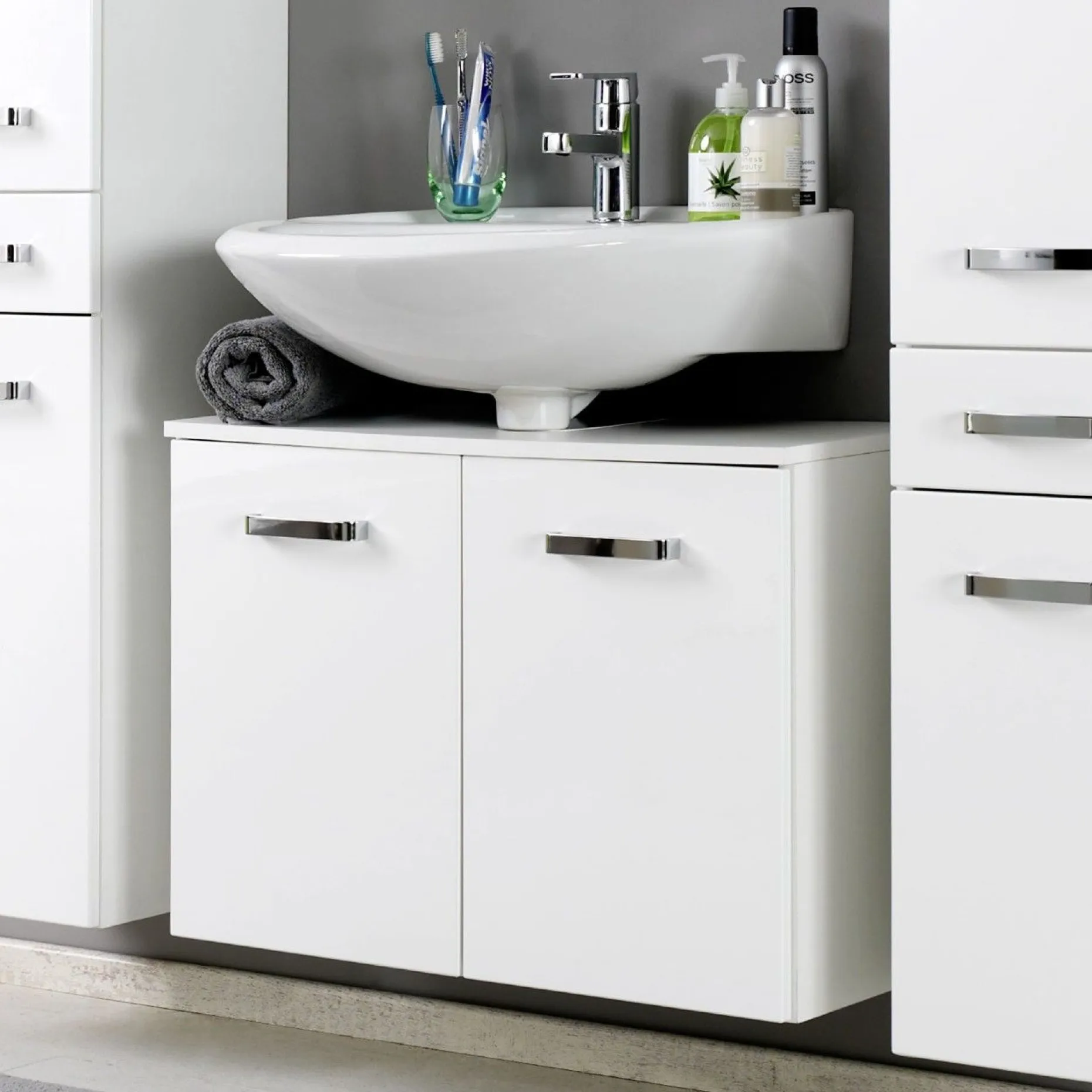 Waschbeckenschrank Bobbi 60cm 2 Türen - weiß