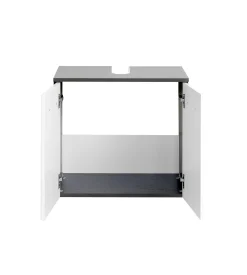 Waschbeckenschrank Bobbi 60cm 2-türig - graphit/hochglanz-weiß