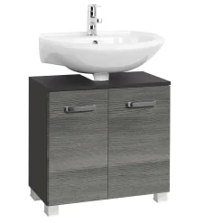 Waschbeckenschrank Bobbi 60cm 2 Türen - graphit/graue Eiche