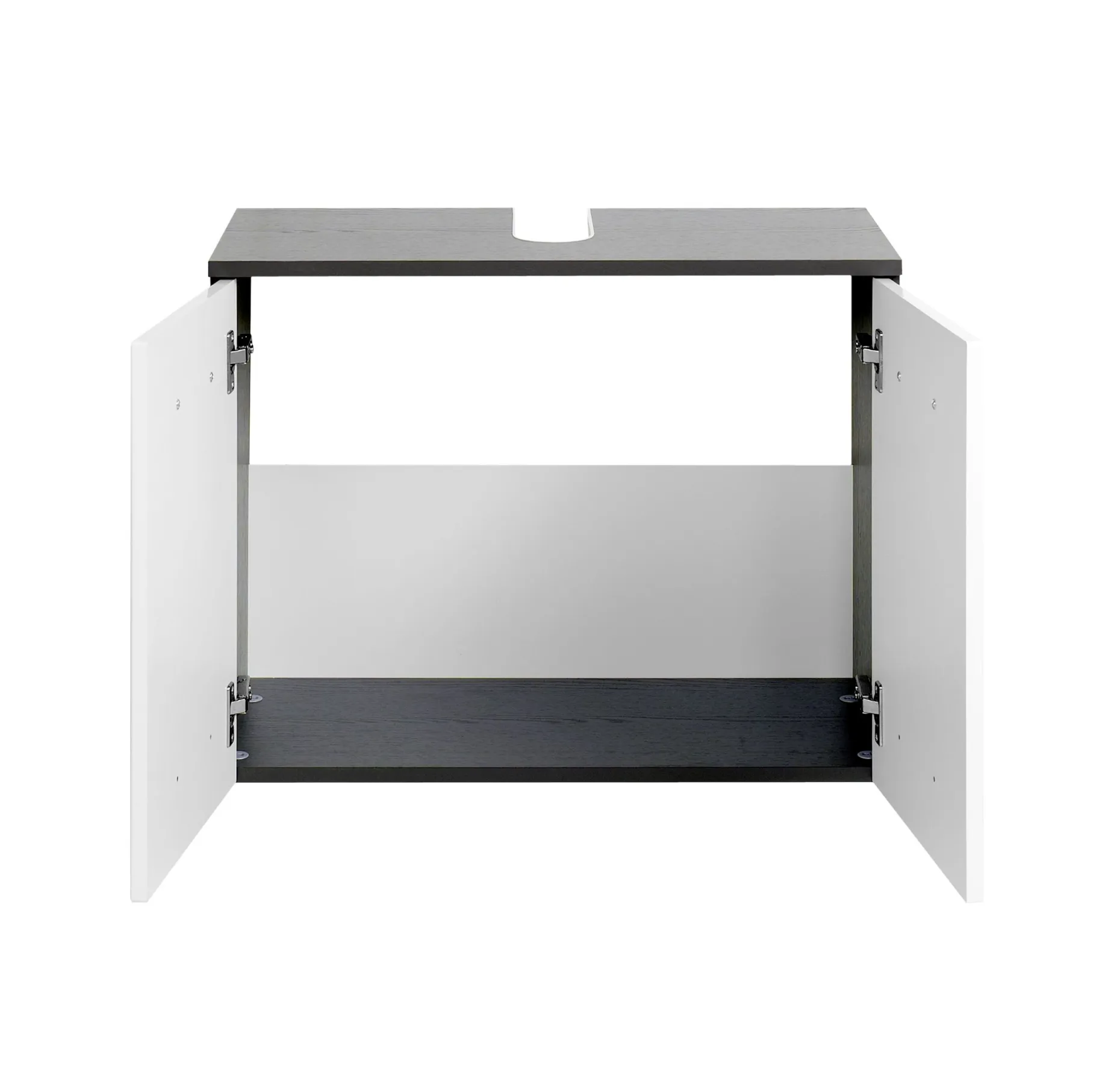 Waschbeckenschrank Bobbi 70cm 2-türig - graphit/hochglanz-weiß