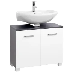 Waschbeckenschrank Bobbi 70cm 2-türig - graphit/hochglanz-weiß