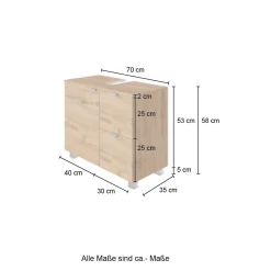 Waschbeckenschrank Bodhi 70cm - Eiche