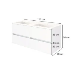 Waschbeckenschrank Brama 120cm 4 Schubladen - weiß