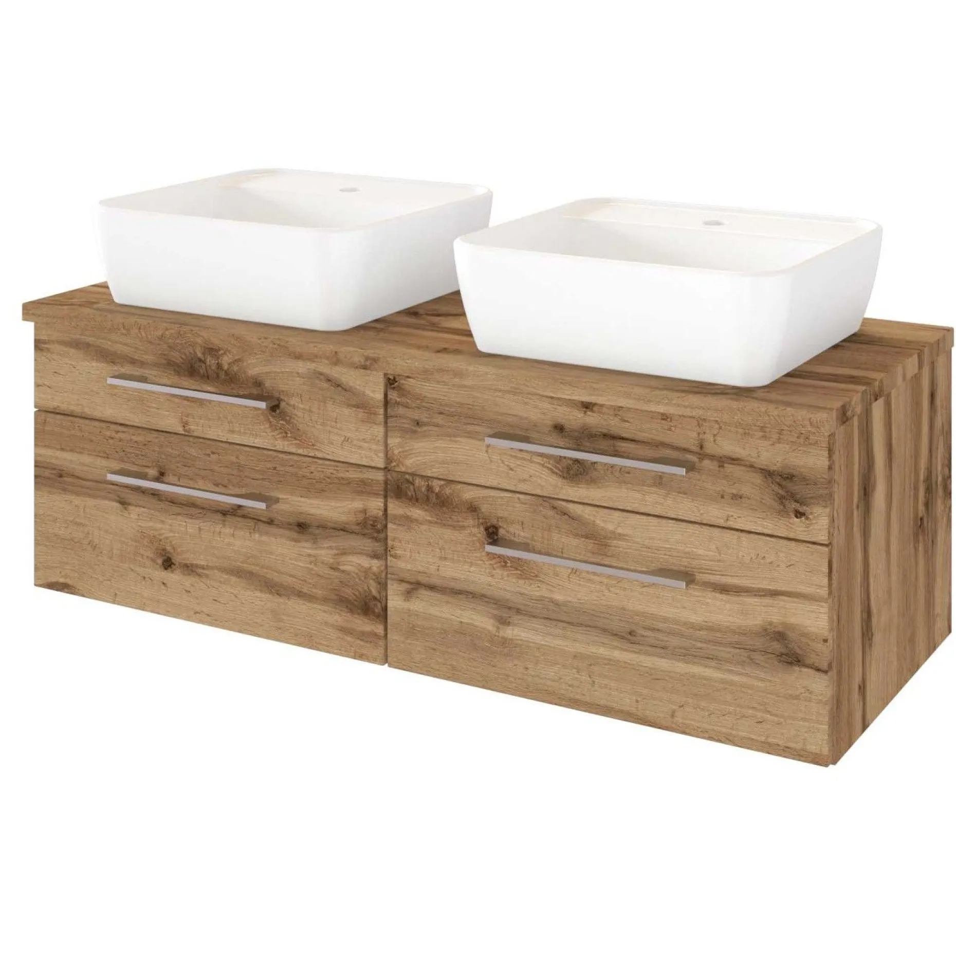 Waschbeckenschrank Dasa 120cm mit 4 Schubladen - wotan eiche