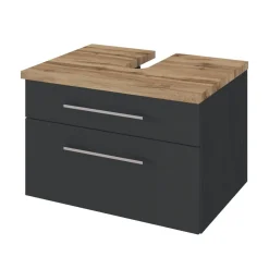Waschbeckenschrank Dasa 60cm mit 2 Schubladen - graphit/mattgrau