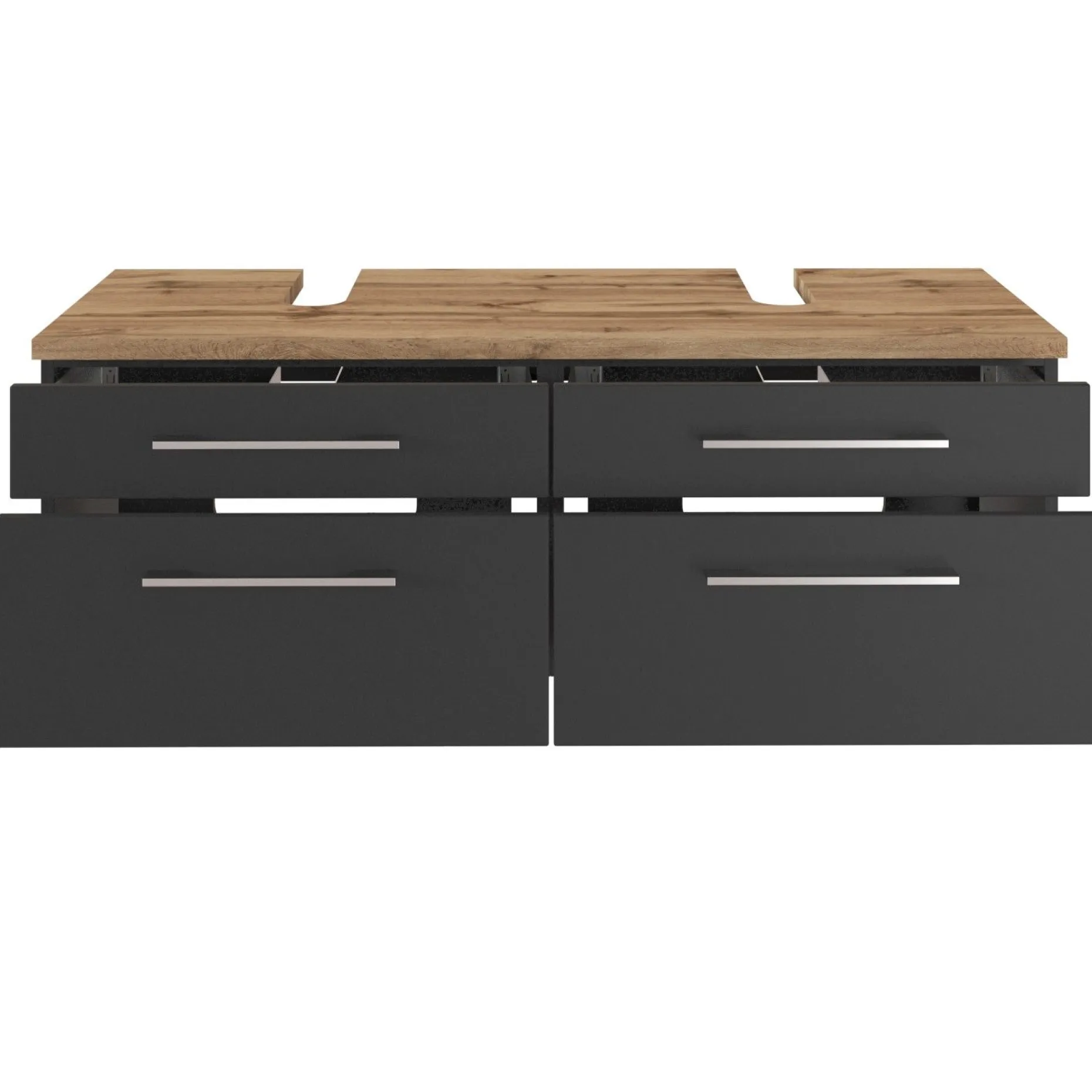 Waschbeckenschrank Dasa 120cm mit 4 Schubladen - graphit/mattgrau