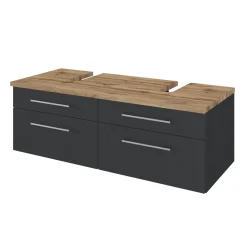 Waschbeckenschrank Dasa 120cm mit 4 Schubladen - graphit/mattgrau