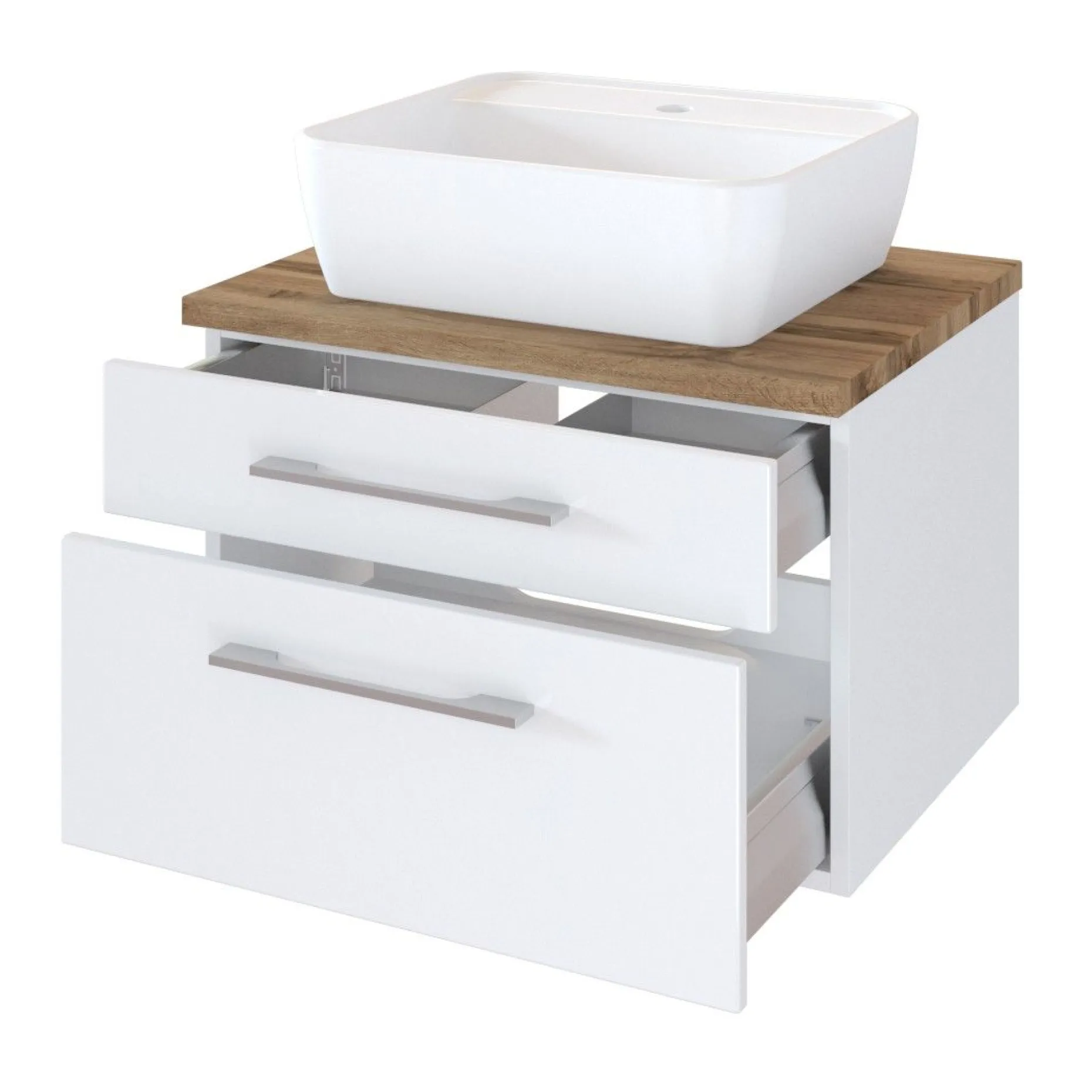 Waschbeckenschrank Dasa 60cm 2 Schubladen - weiß