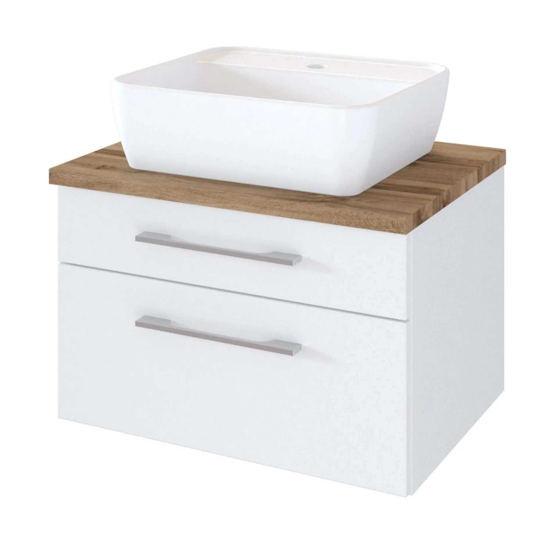 Waschbeckenschrank Dasa 60cm 2 Schubladen - weiß