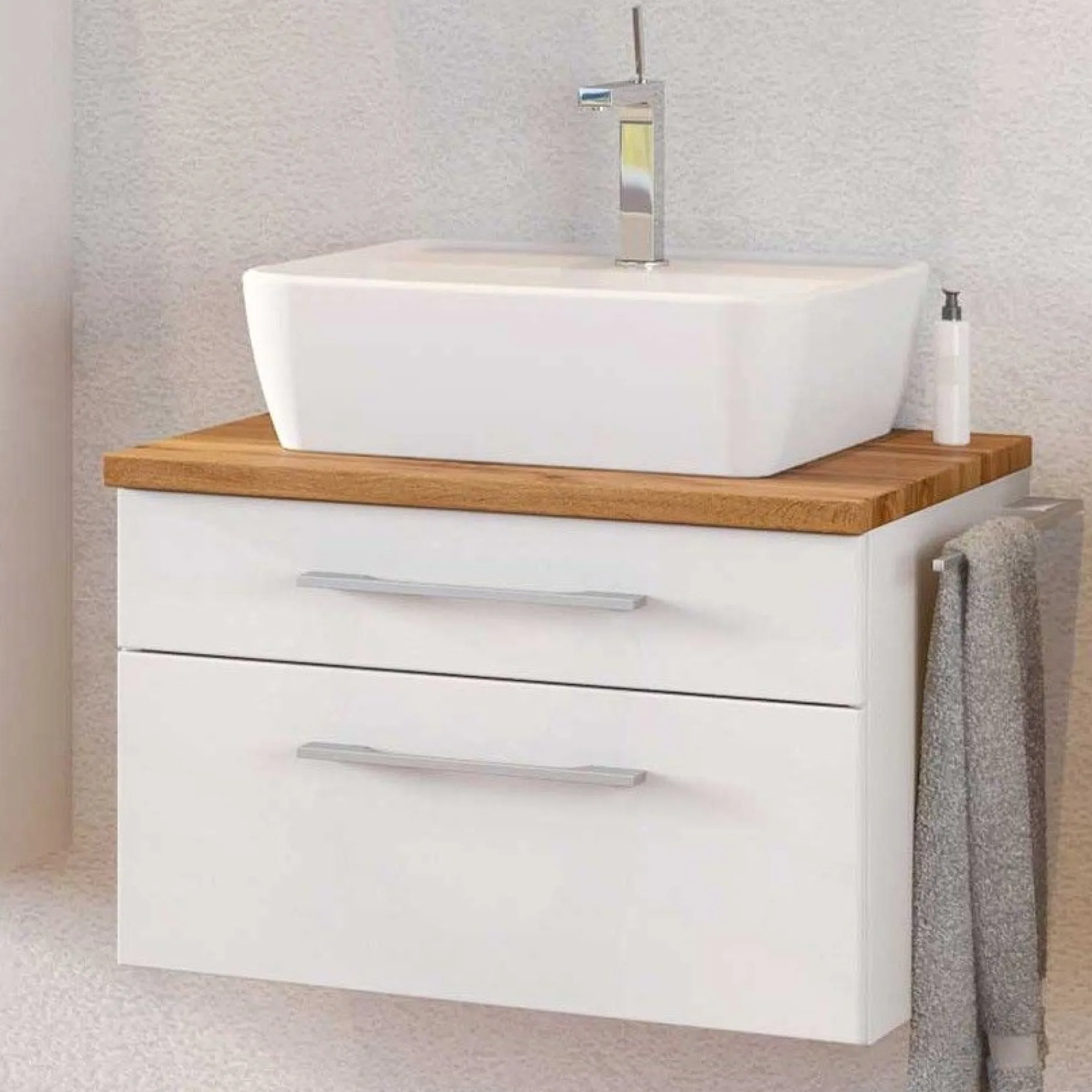 Waschbeckenschrank Dasa 60cm 2 Schubladen - weiß