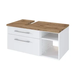 Waschbeckenschrank Dasa (links) 90cm mit 2 Schubladen - weiß