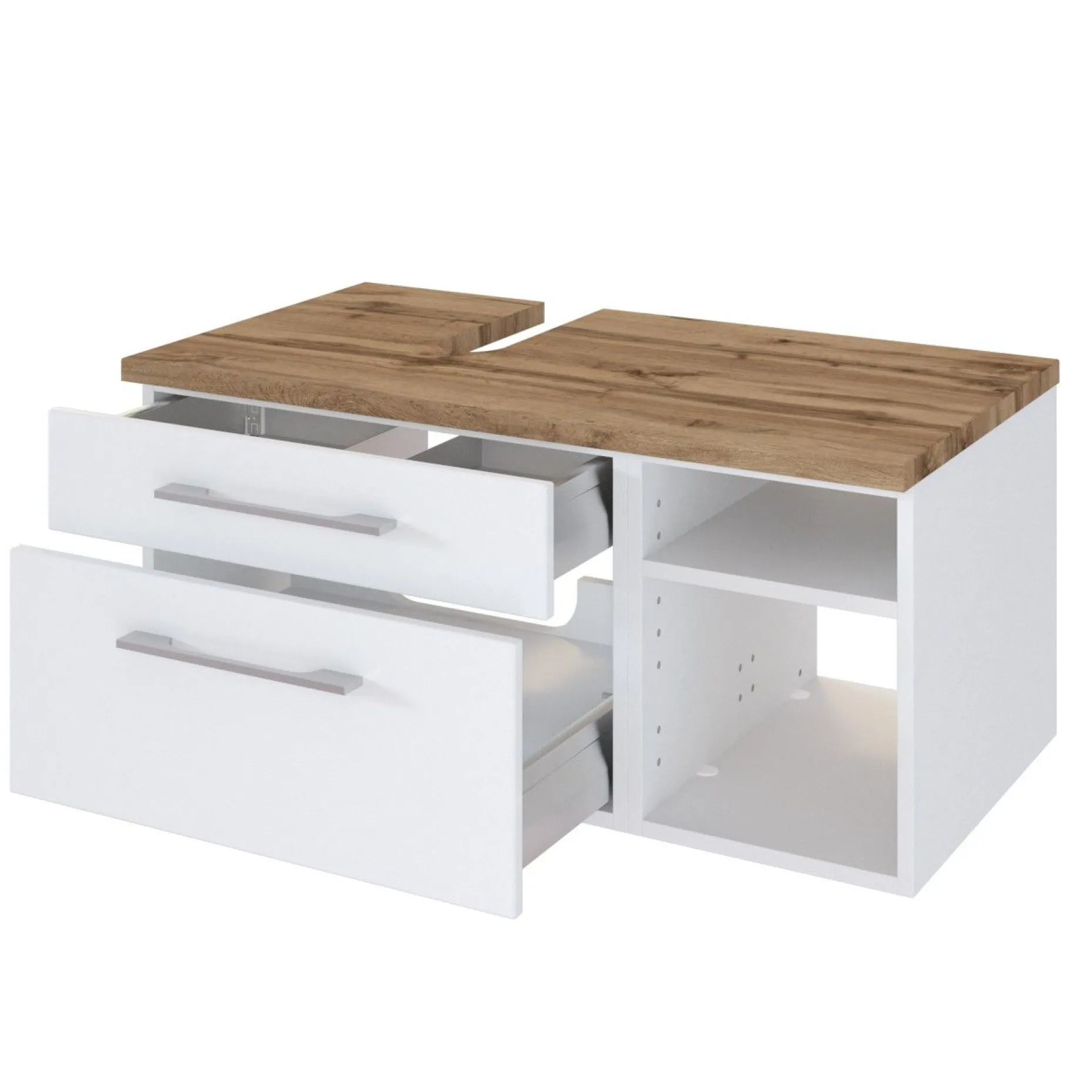Waschbeckenschrank Dasa (links) 90cm mit 2 Schubladen - weiß