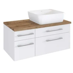 Waschbeckenschrank Dasa (rechts) 90cm mit 4 Schubladen - weiß