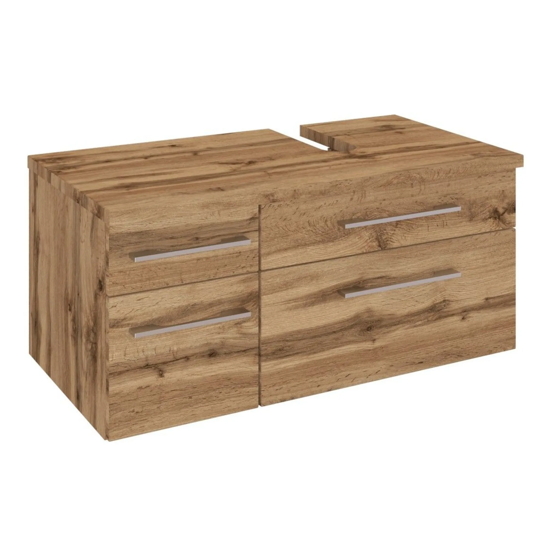 Waschbeckenschrank Dasa (rechts) 90cm mit 4 Schubladen - Eiche wotan